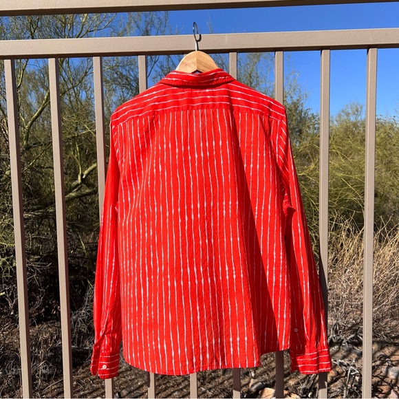 ⬇️LAUREN Ralph Lauren Women’s Long Sleeve Blouse XXL Scarlet Sun & White Stripes - Picture 7 of 13